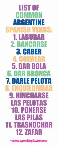 ... Argentina. This article shares a list of Argentine Spanish Verbs