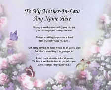TO MY MOTHER IN LAW PERSONALIZED ART POEM MEMORY BIRTHDAY MOTHER'S DAY ...