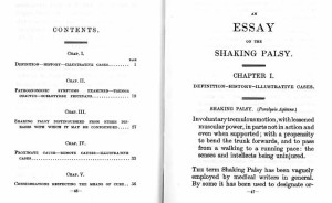 ... and first page of Essay on the Shaking Palsy, by James Parkinson, 1817