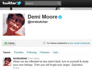 Demi Moore posted this message on Twitter the night before spending ...