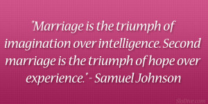 Marriage is the triumph of imagination over intelligence. Second ...