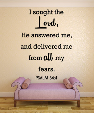 Psalm 34:4 I sought the Lord...Christian Wall Decal Quotes