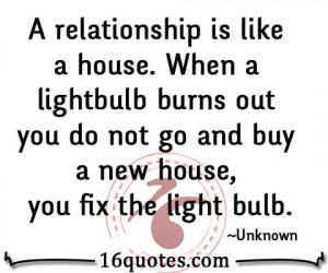 relationship is like a house. When a lightbulb burns out you do not ...
