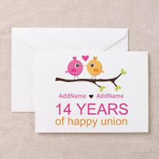 14th Anniversary Personalized Greeting Card for