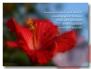 Being benevolent and ethical creating good fortune: those who are wise ...