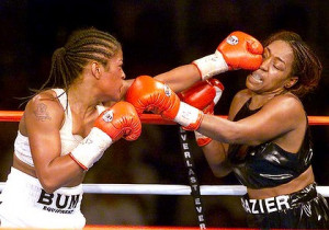 ... Frazier, the daughter of boxer Joe Frazier during the seventh round of