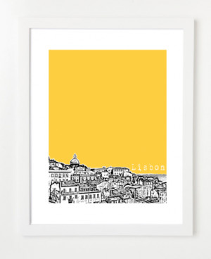 Lisbon Portugal Europe Posters and Skyline Art Prints | By BirdAve