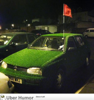 My mate astro-turfed his VW Golf and uses a golf flag as the antenna.