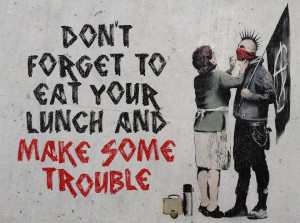 Classic Banksy via www.facebook.com/StreetArtGermany .