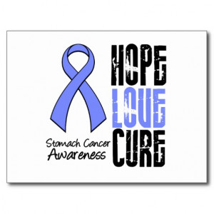 Stomach Cancer Hope Love Cure Ribbon Postcard