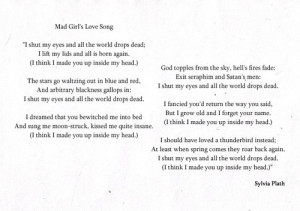 poem, poetry, quote, sylvia plath, text, Mad Girl's Love Song