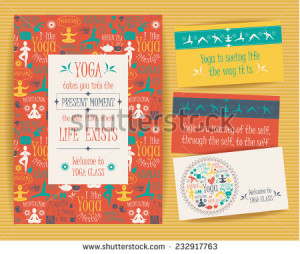 Design set with yogic quotes for yoga class. Poster, flyer, card ...