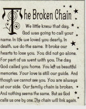 The Broken Chain.....Grandma & Grandpa. Miss and love you!