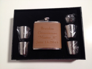 Groomsmen Flask Gift Set - Set of 6 In Black Presentation Box - Laser ...