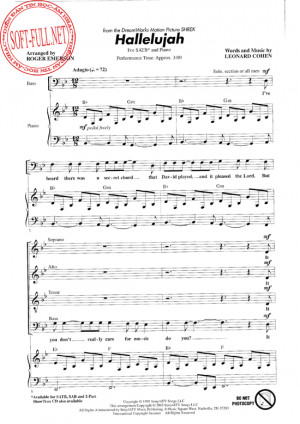 Leonard Cohen Hallelujah Sheet Music