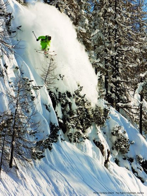 Warren Miller athlete Pep Fujas skiing in Krippenstein, Austria.