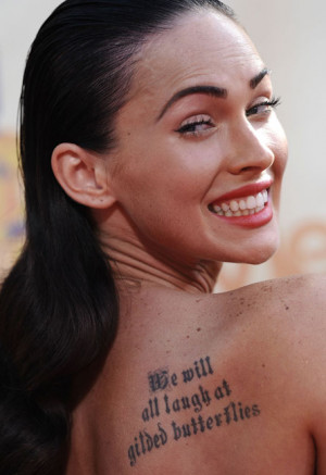Megan Fox: Back tattoo quote