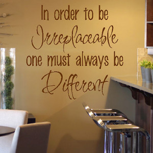 Irreplaceable Different Inspiration Quote Wall Sticker Art Decoration ...