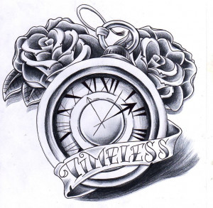 pocket watch with roses and banner: Tattoo Ideas, Pockets Watches ...