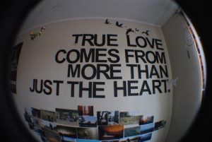 black, heart, quote, true, true love, wall
