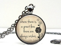 Love Quote Necklace: Willa Cather Quote. Black Rose Pendant. Charms ...