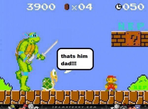 Ninja Turtle Is About To Cawobunga On Super Mario