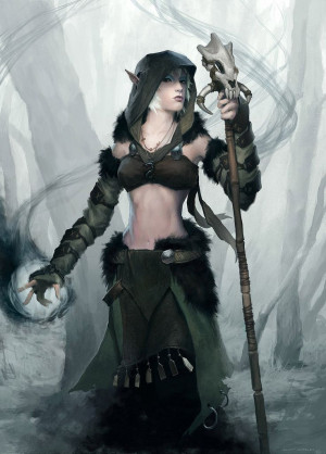 Druid by ClintCearley female wild wood elf staff magic armor clothes ...