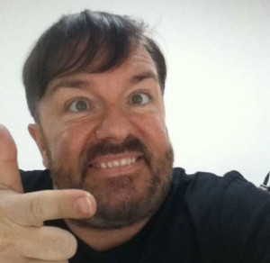 What a twit: Gervais posted a series of pictures of himself making ...