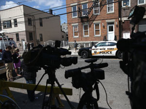 Photo: #Television cameras sit outside the apartment of Alina ...
