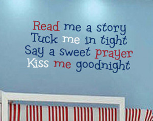 Kids Bedtime Saying Quote Wall Vinyl Decal Boys Girls Story Prayer ...