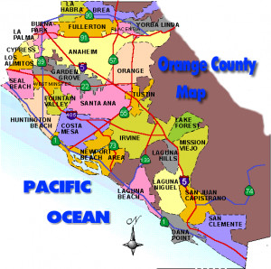 orange county california map with cities