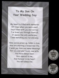 To My Son on Your Wedding Day Token Set--This poem with a pewter token ...