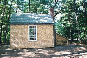 Replica at Walden Pond State Reservation, Concord, MA.
