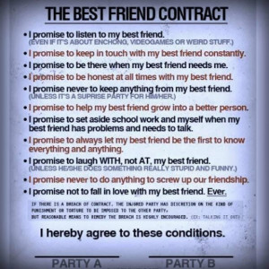 The best friend contract ~ best quotes & sayings