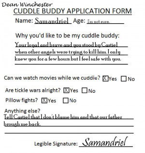 Samandriel Cuddle Buddy Application Form by TheQueenofLight