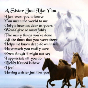 Personalised Coaster - Sister Poem - Horses Design +