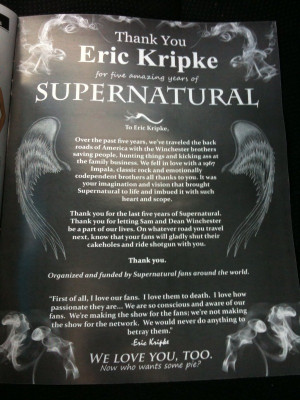 Supernatural Thanks Eric!