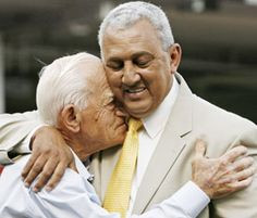 Dave Concepcion hugs former Manager Sparky Anderson. More