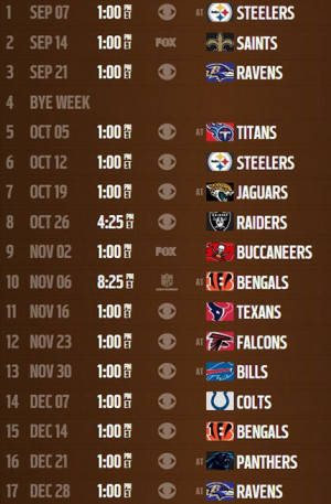 ... Brown Football, 2014 15 Schedule, 2014 Cleveland, Cleveland Browns
