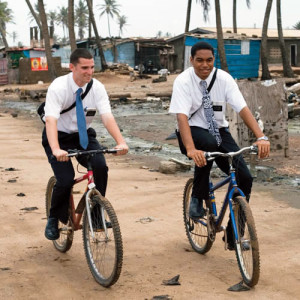Mormon missionaries on bikes