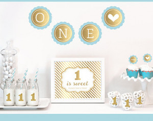 Baby Boy 1st Birthday Theme Decor - Baby Boy Birthday Decorations ...