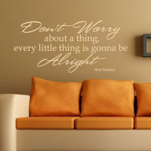 Bob Marley Wall Decal Vinyl Don't Worry Wall Quote Living Room Bedroom ...
