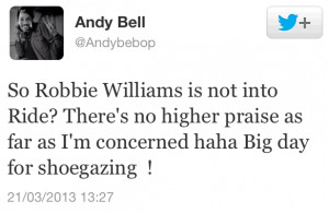 Robbie Williams describes Creation acts as 3 chord knobheads