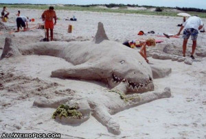 Shark attack on sand