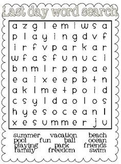 Summer: June: Day at the beach. Here is a free End of Year/Summer word ...