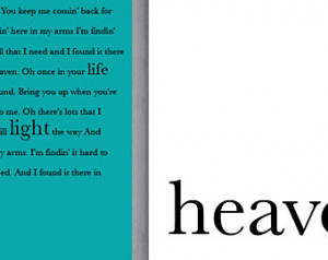 Bryan Adams Song Lyrics, Heaven. Lo ve Prints- Set of Two Prints ...
