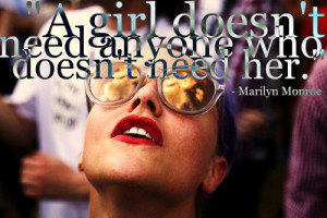 ... love it, marilyn monroe, quote, red lips, sky, text, typography