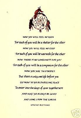 american sayings & blessings, prayers | Native American APACHE WEDDING ...