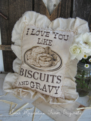 Biscuits and Gravy pillow, made by Sweet Magnolia's Farm -- only $18 ...