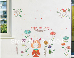 Happy Holiday Quote Cute Girs Wall stickers Wall Decal Removable Art ...